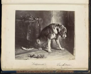 Fotoreproductie van een prent naar een schilderij van Edwin Henry Landseer